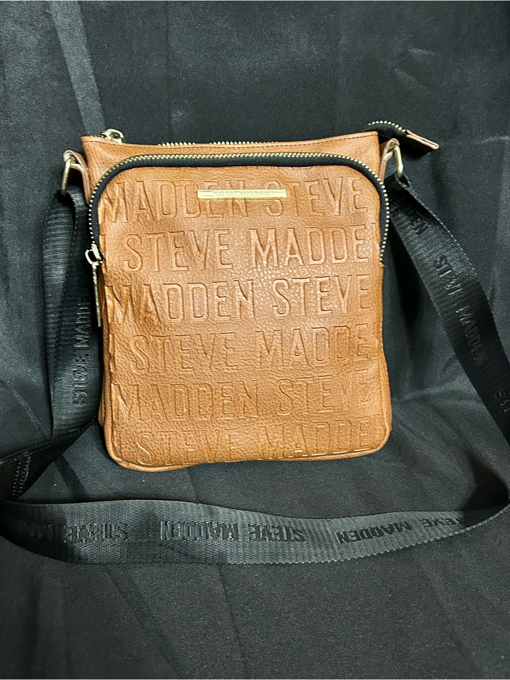 Steve Madden Tan Embossed Logo Crossbody Bag